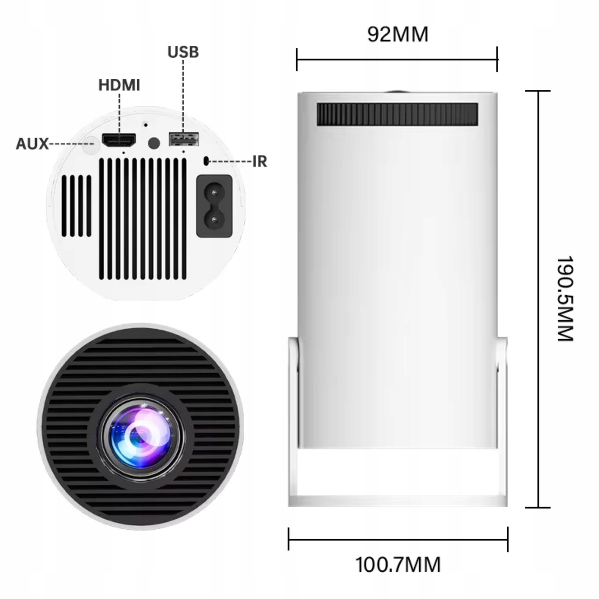 PROJEKTOR LED RZUTNIK + KONSOLA ANDROID PRZENOŚNY 2 PADY GRY PILOT WIFI USB