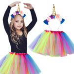 KOSTIUM JEDNOROŻCA DLA DZIEWCZYNKI STRÓJ JEDNOROŻEC OPASKA SPÓDNICZKA 2w1