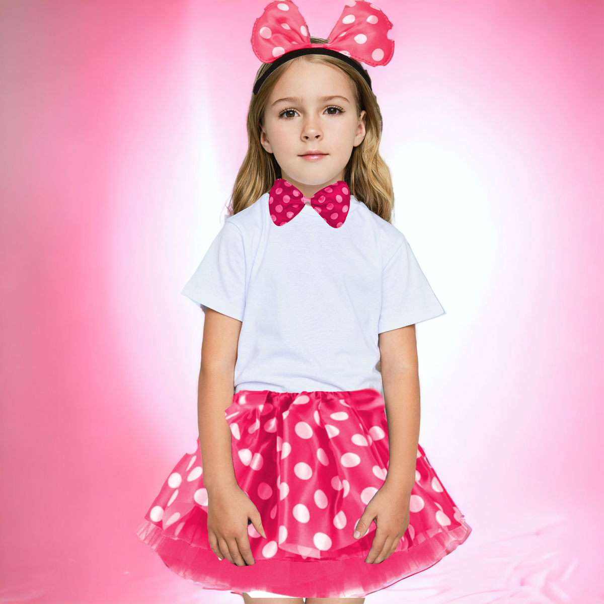 STRÓJ DLA DZIEWCZYNKI MYSZKA MINNIE KOSTIUM OPASKA MUCHA SPÓDNICZKA 3w1