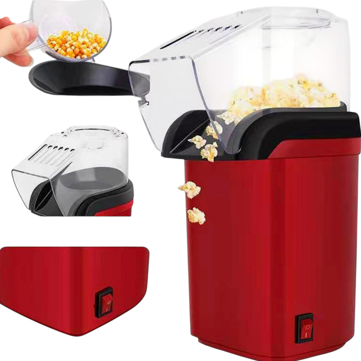 MASZYNA DO POPCORNU BEZTŁUSZCZOWA 1200W DO DOMU AUTOMAT URZĄDZENIE 230V