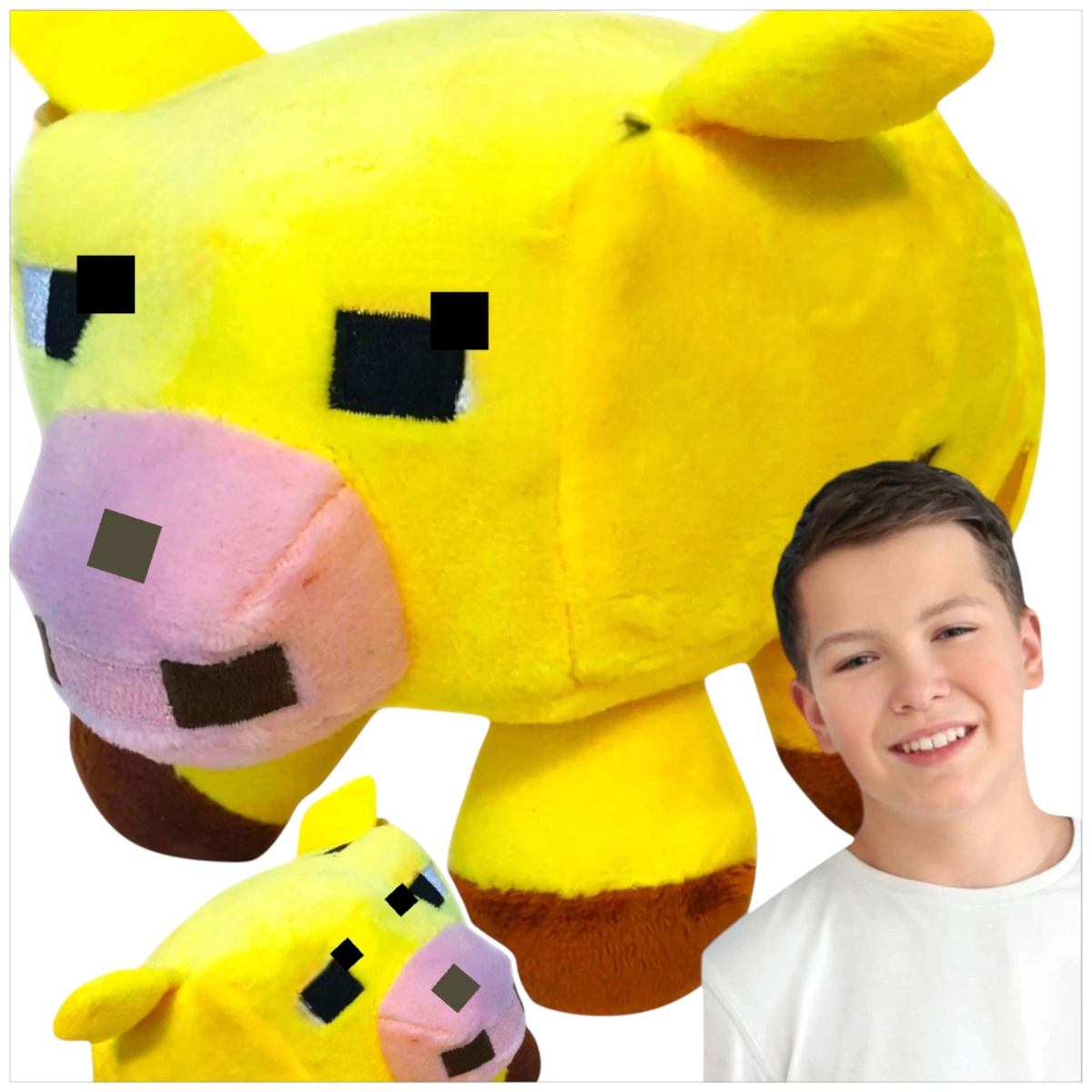 MINECRAFT DUŻA MASKOTKA ŻÓŁTA ŚWINIA PRZYTULANKA PLUSZOWA PLUSZAK Z GRY XXL