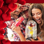 WIECZNA RÓŻA W SZKLE ŚWIECĄCA ŚWIECI LED FLOWERBOX BUKIET KWIATY NA PREZENT