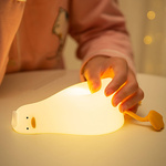 LAMPKA NOCNA LED LEŻĄCA KACZKA DLA DZIECI NA PREZET KOLORY RGB TIMER USB