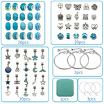 Zestaw do Robienia Bransoletek Koraliki Biżuterii Prezent Zawieszki Kuferek - NIEBIESKI