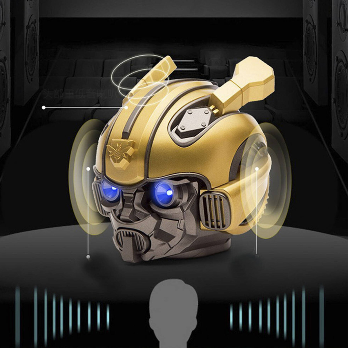 Głośnik Bluetooth Bumblebee  Świecące Oczy, Radio, Kompaktowy, 5h Pracy 