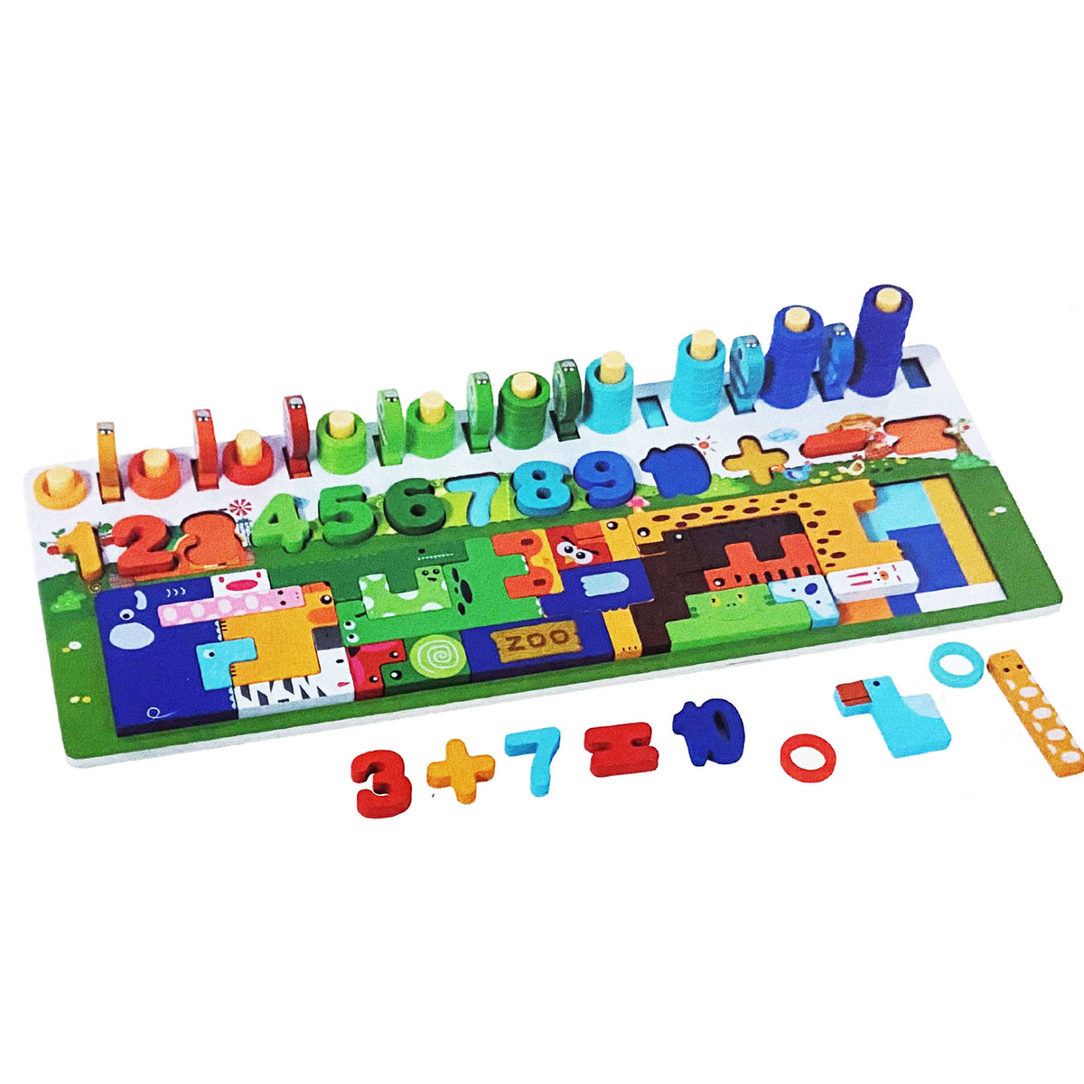 TRENING MÓZGU DREWNIANA UKŁADANKA SORTER PUZZLE GRA EDUKACYJNA MONTESSORI