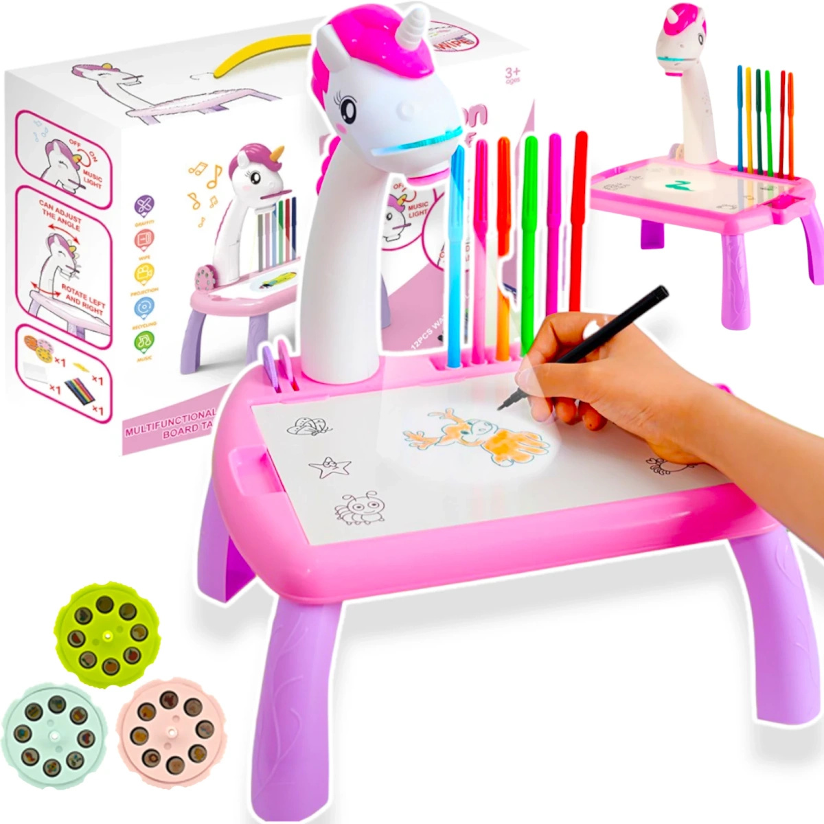 MAGICZNY STOLIK DO RYSOWANIA Z PROJEKTOREM TABLICA DUŻA ŚWIECI STÓŁ BIURKO