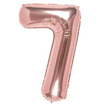 BALON FOLIOWY CYFRA 7 RÓŻOWE ZŁOTO NA URODZINY IMPREZĘ JUBILEUSZ 100cm