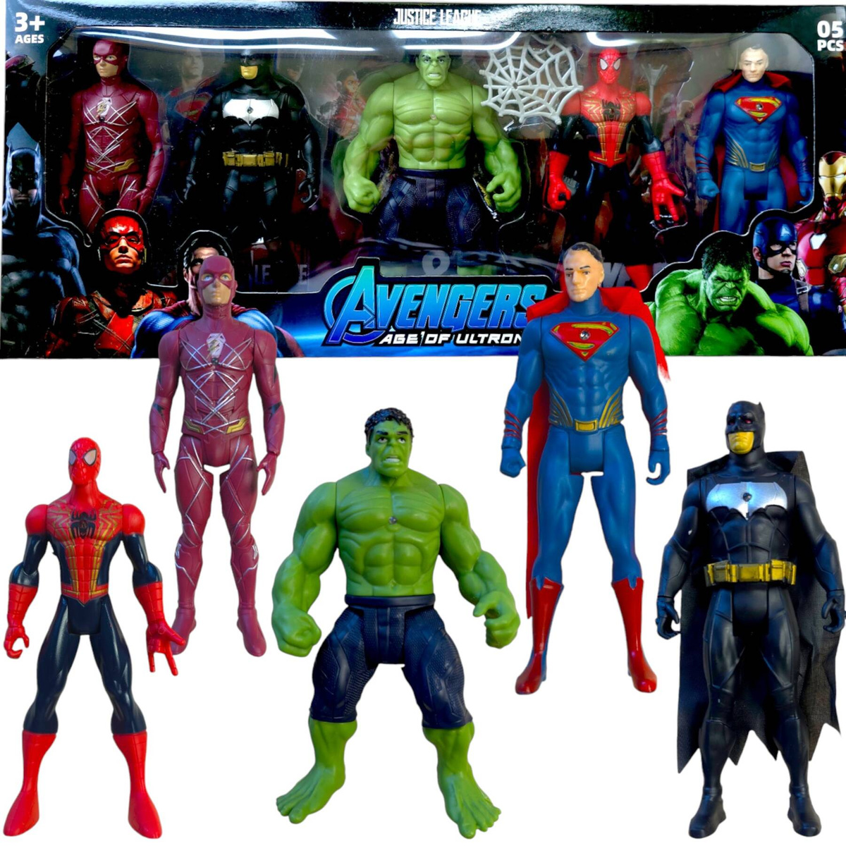 FIGURKI AVENGERS DUŻY ZESTAW 5w1 FIGURKA SPIDERMAN BATMAN HULK SUPERMAN
