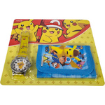 ZESTAW 2w1 POKEMON PORTFEL DLA DZIECI + ZEGAREK KLASYCZNY PIKACHU PORTFELIK