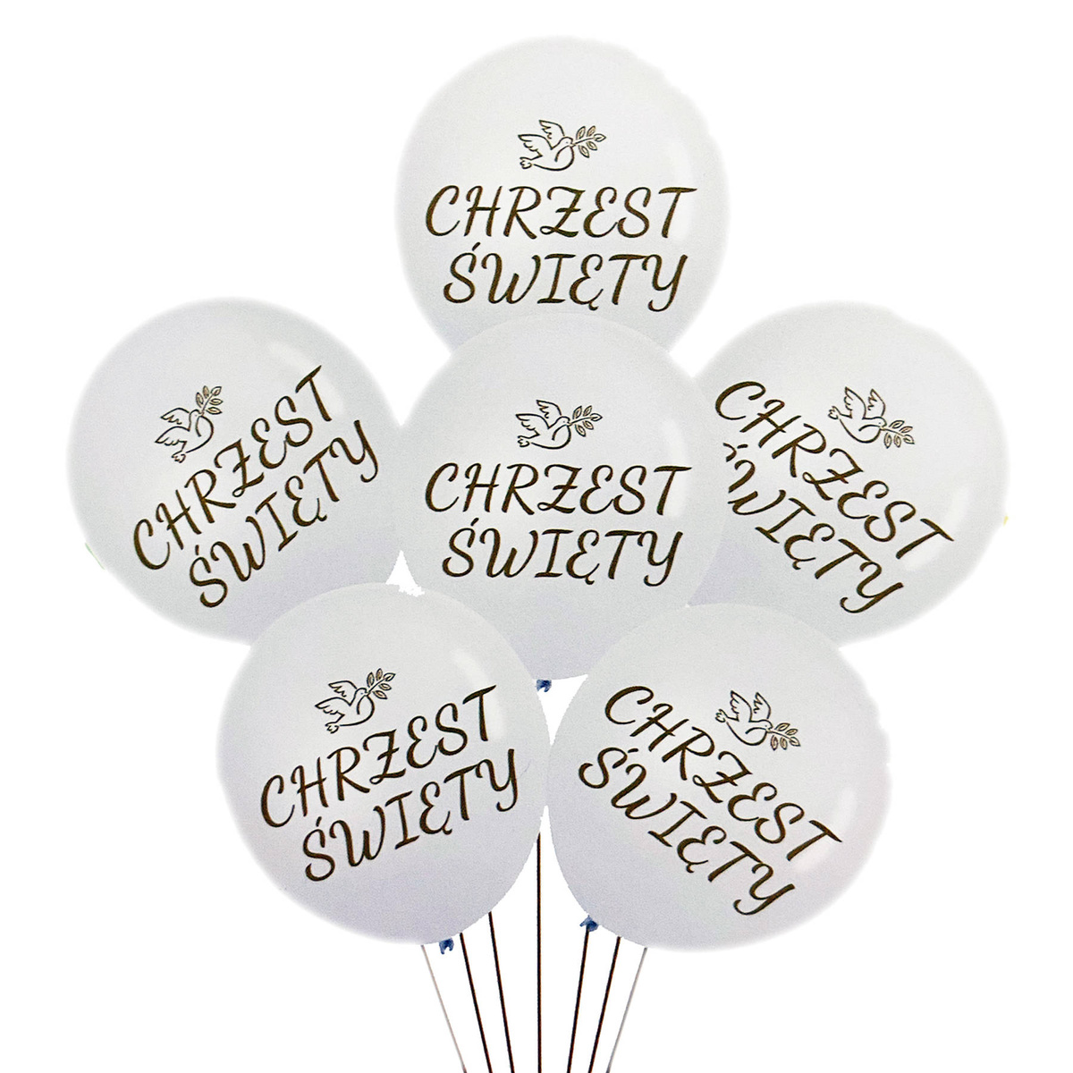 ZESTAW BALONÓW NA CHRZCINY KOLOR BIAŁY 6 SZTUK 25cm BALONY NA CHRZEST