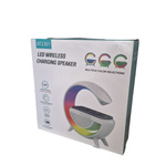 Nowoczesna Lampka Led RGB Z Ładowarką Indukcyjną 15W Głośnik Bluetooth 