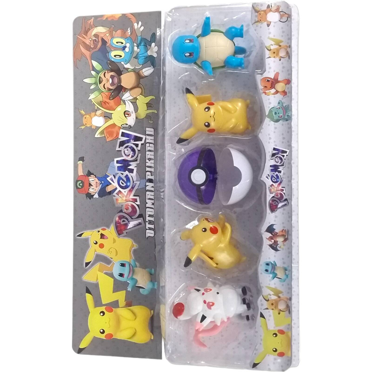 FIGURKI POKEMON GO MEGA ZESTAW 5w1 4 FIGURKI + POKEBALL KULA PIKACHU 