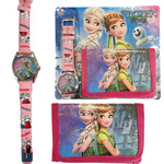 SUPER ZESTWA DLA DZIEWCZYNKI ZEGAREK + PORTFELIK FROZEN KRAINA LODU 2W1 