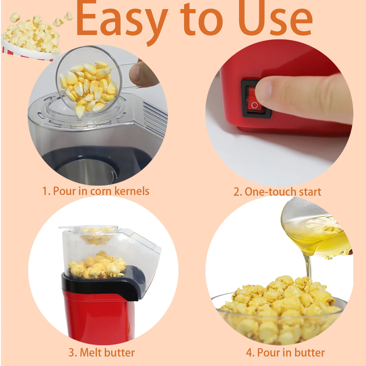 MASZYNA DO POPCORNU BEZTŁUSZCZOWA 1200W DO DOMU AUTOMAT URZĄDZENIE 230V