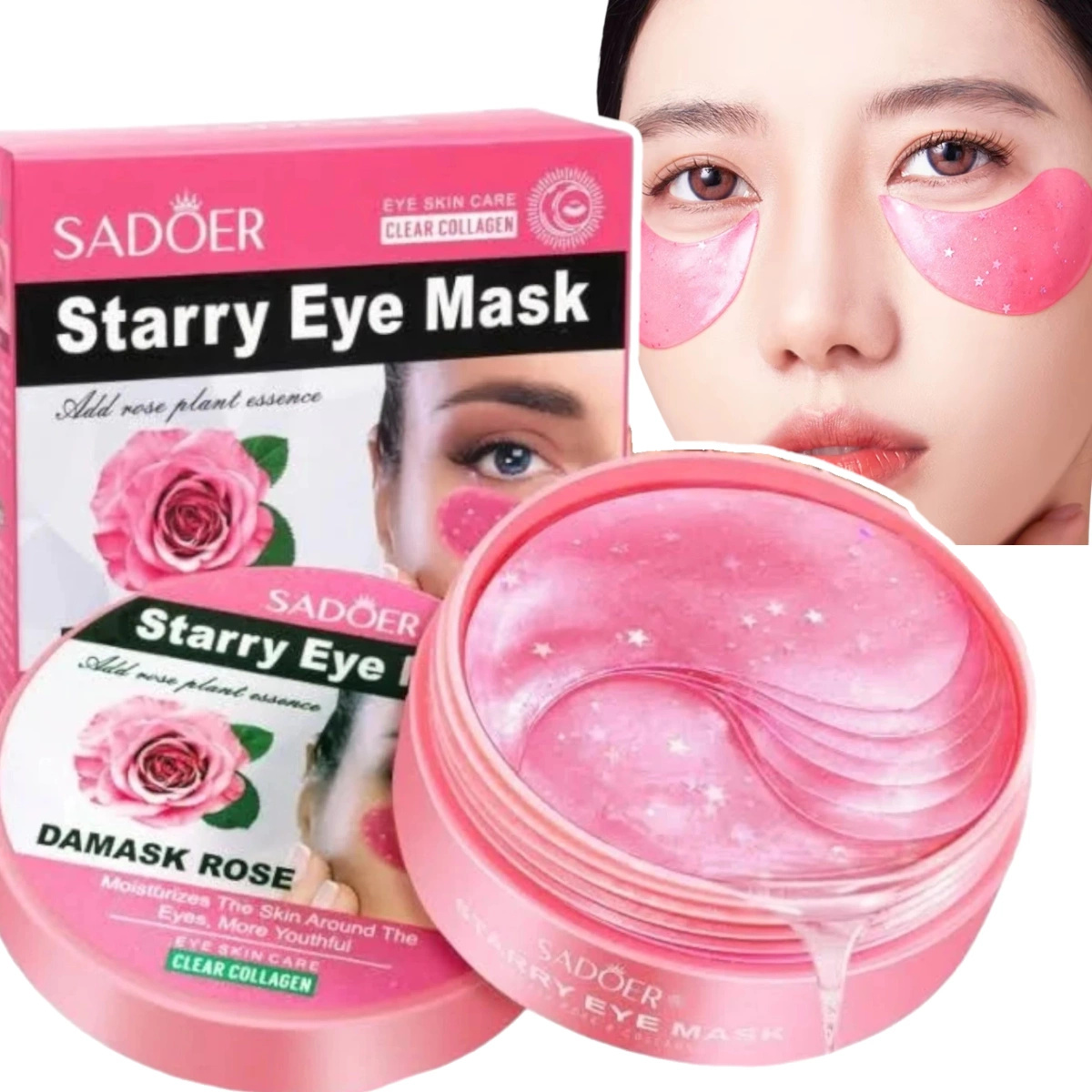 SADOER HYDROŻELOWE PŁATKI POD OCZY Z EKSTRAKTEM Z RÓŻY DAMACEŃSKIEJ 60szt.