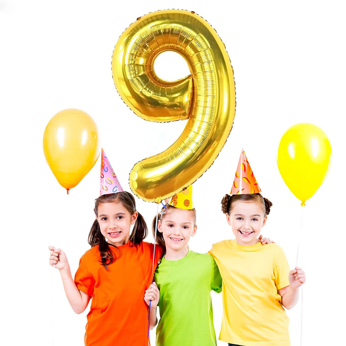 BALON FOLIOWY CYFRA 9 ZŁOTY NA URODZINY JUBILEUSZ URODZINOWY 40CM