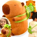 KAPIBARA PLUSZOWA MASKOTKA ZABAWKA Z PLECAKIEM ŻÓŁWIK 45CM MIĘKKA PLUSZAK 2W1