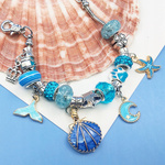 Zestaw do Robienia Bransoletek Koraliki Biżuterii Prezent Zawieszki Kuferek - NIEBIESKI