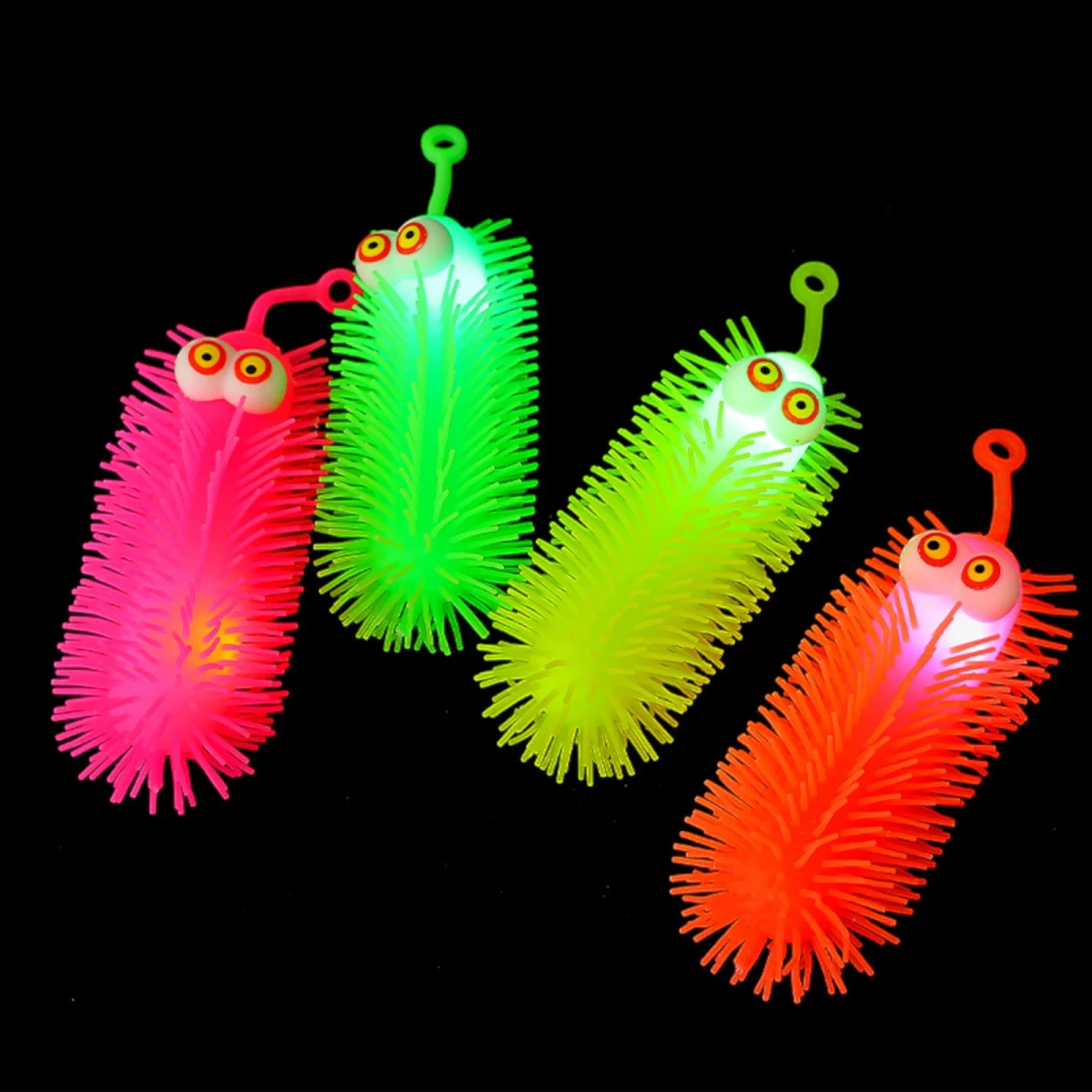 ZABAWKA ANTYSTRESOWA SILIKONOWY GNIOTEK GĄSIENICA ŚWIECĄCY LED SENSORYCZNY