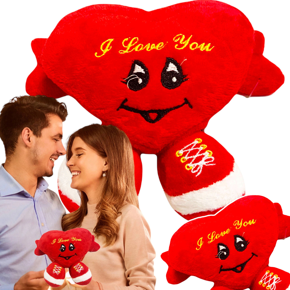 PLUSZOWE SERCE MASKOTKA W KSZTAŁCIE SERCA PRZYTULANKA I LOVE YOU NA PREZENT