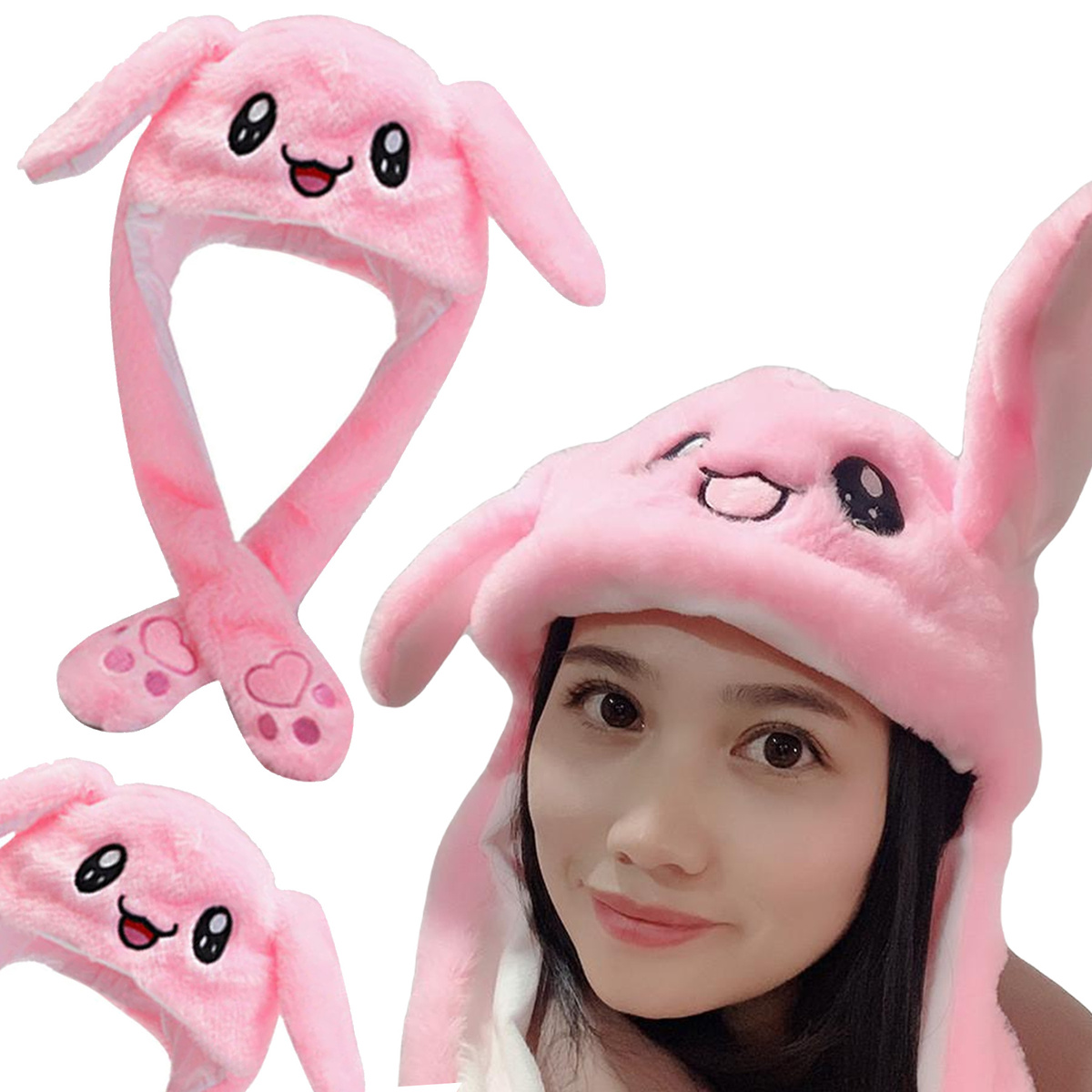 CZAPKA Z RUCHOMYMI USZAMI ŚWIECI ŁAPKI KRÓLIK USZY KRÓLIKA CIEPŁA POLAROWA