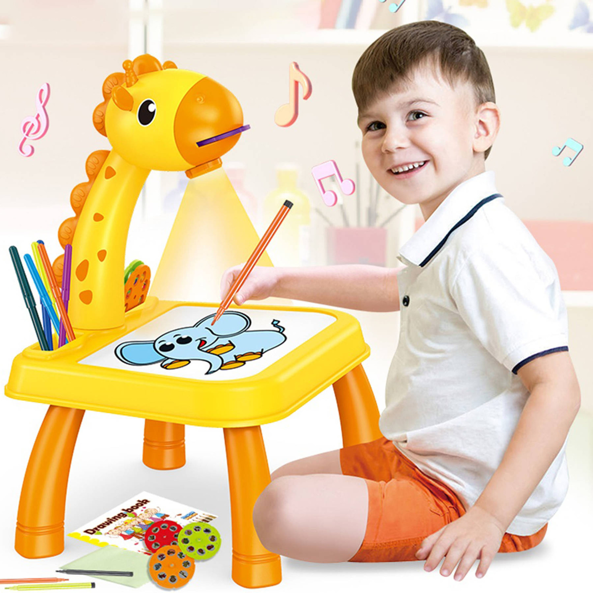 MAGICZNY STOLIK DO RYSOWANIA Z PROJEKTOREM TABLICA DUŻA ŚWIECI STÓŁ BIURKO