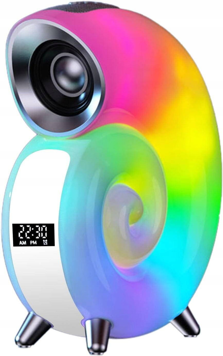 LAMPKA NOCNA LED ŚLIMAK RGB BLUETOOTH ZEGAR RADIO GŁOŚNIK APLIKACJA 