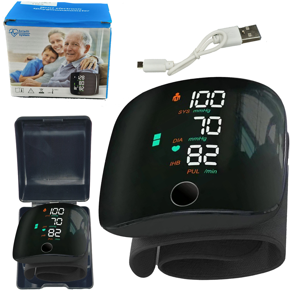 CIŚNIENIOMIERZ NADGARSTKOWY MÓWI ARYTMIA  ELEKTRONICZNY ETUI AKUMULATOR 