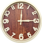 NOWOCZESNY  ZEGAR ŚCIENNY Z DREWNIANA TARCZĄ BIAŁYMI ELEMENTAMI DUŻY 30cm 