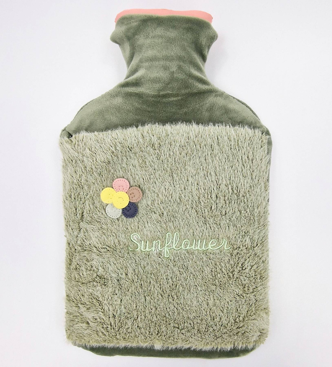 DUŻY TERMOFOR GUMOWY W SWETERKU POKROWIEC PLUSZOWY OGRZEWACZ 2 LITRY CIEPŁY