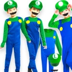 SUPER MARIO STRÓJ LUIGI PRZEBRANIE DLA CHŁOPCA NA BAL KOSTIUM CZAPKA WĄSY