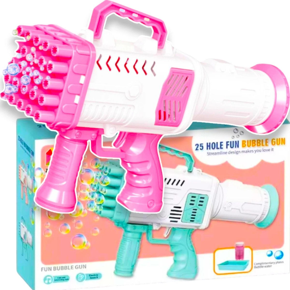 WYRZUTNIA DO BANIEK MYDLANYCH BAŃKI MYDLANE PISTOLET MEGA BAZOOKA + PŁYN