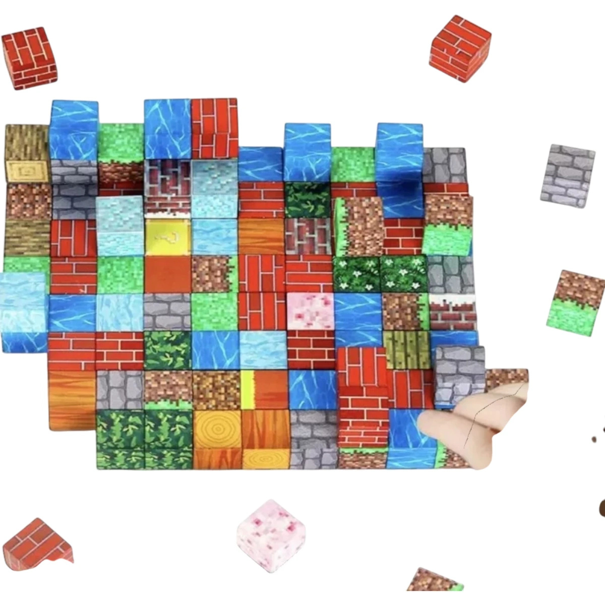 KLOCKI KONSTRUKCYJNE PIXEL KLOCKI MAGNETYCZNE 18 SZTUK SZEŚCIANY 2 LUDZIKI