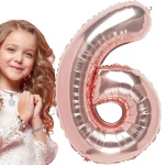 BALON FOLIOWY CYFRA 6 SZEŚĆ ROSE GOLD URODZINOWY NA URODZINY JUBILEUSZ 40cm