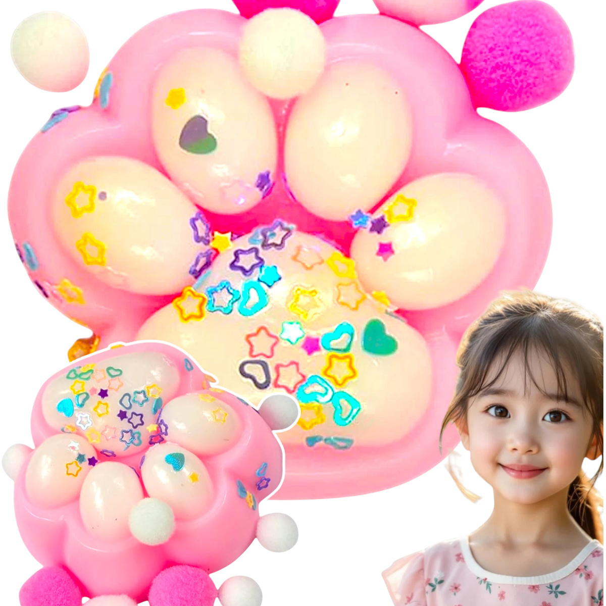 KOCI ŁAPKA GNIOTEK ANTYSTRESOWY SENSORYCZNY FIDGET PSIA ŁAPA SQUISHY PUSH