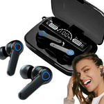 SŁUCHAWKI BEZPRZEWODOWE DO BIEGANIA DOUSZNE M19 BLUETOOTH POWERBANK ETUI 