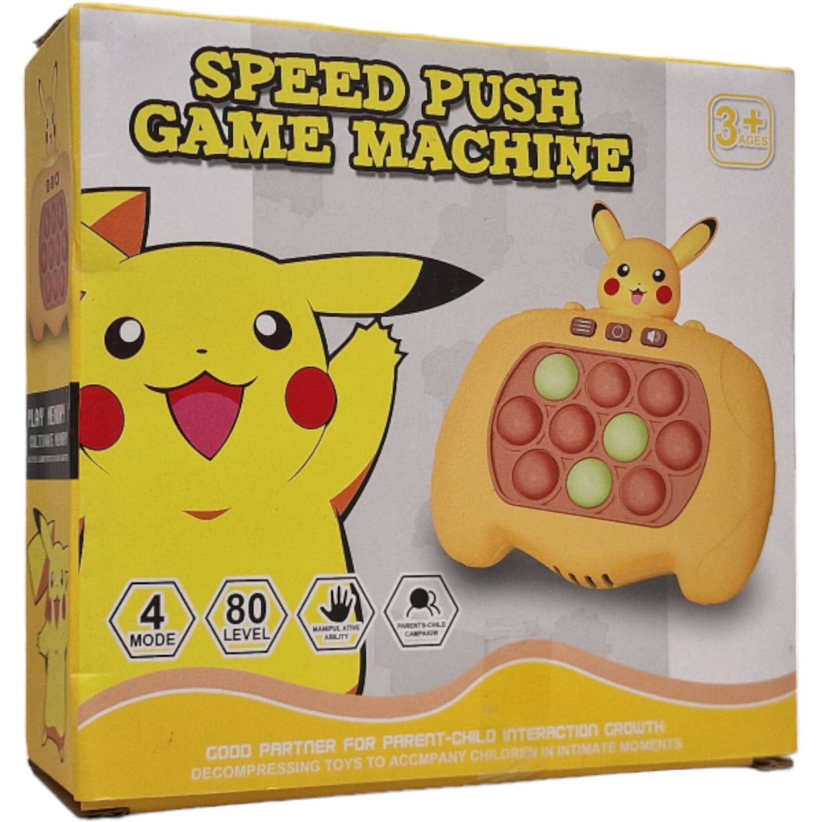 POP IT KONSOLA PUSH POKEMON PIKACHU GRA ELEKTRONICZNA ZRĘCZNOŚCIOWA 4 TRYBY