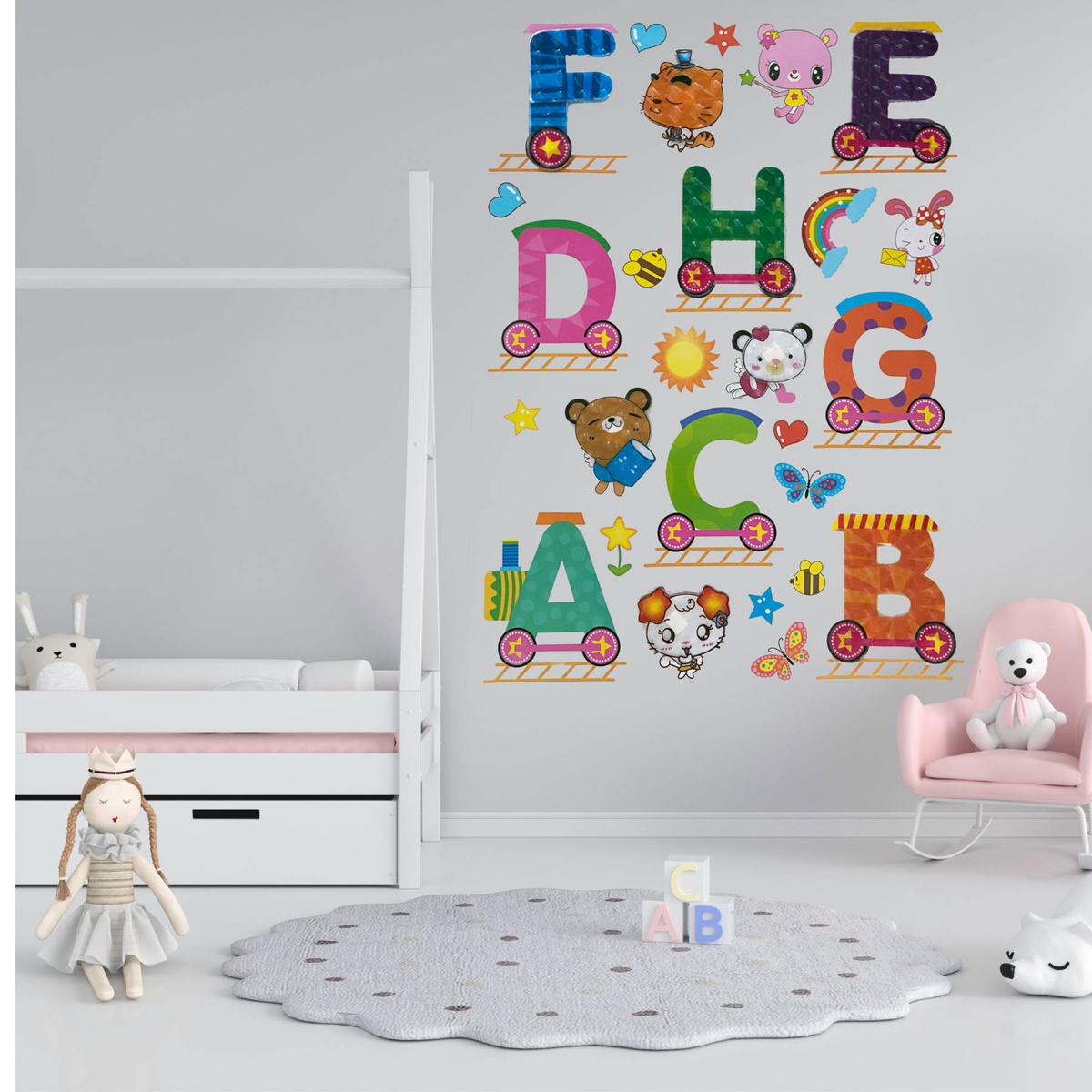 NAKLEJKI 3D NA ŚCIANĘ DLA DZIECI ALFABET ZWIERZĘTA OZDOBA POKOJU NA ŚCIANĘ