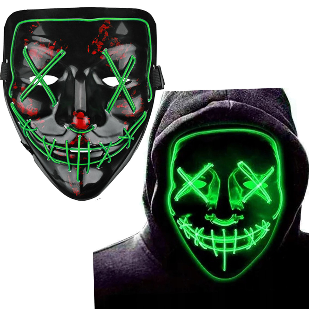 MASKA LED ŚWIECĄCA LEDOWA NA HALLOWEEN IMPREZĘ KARNAWAŁ PRZEBRANIE PURGE