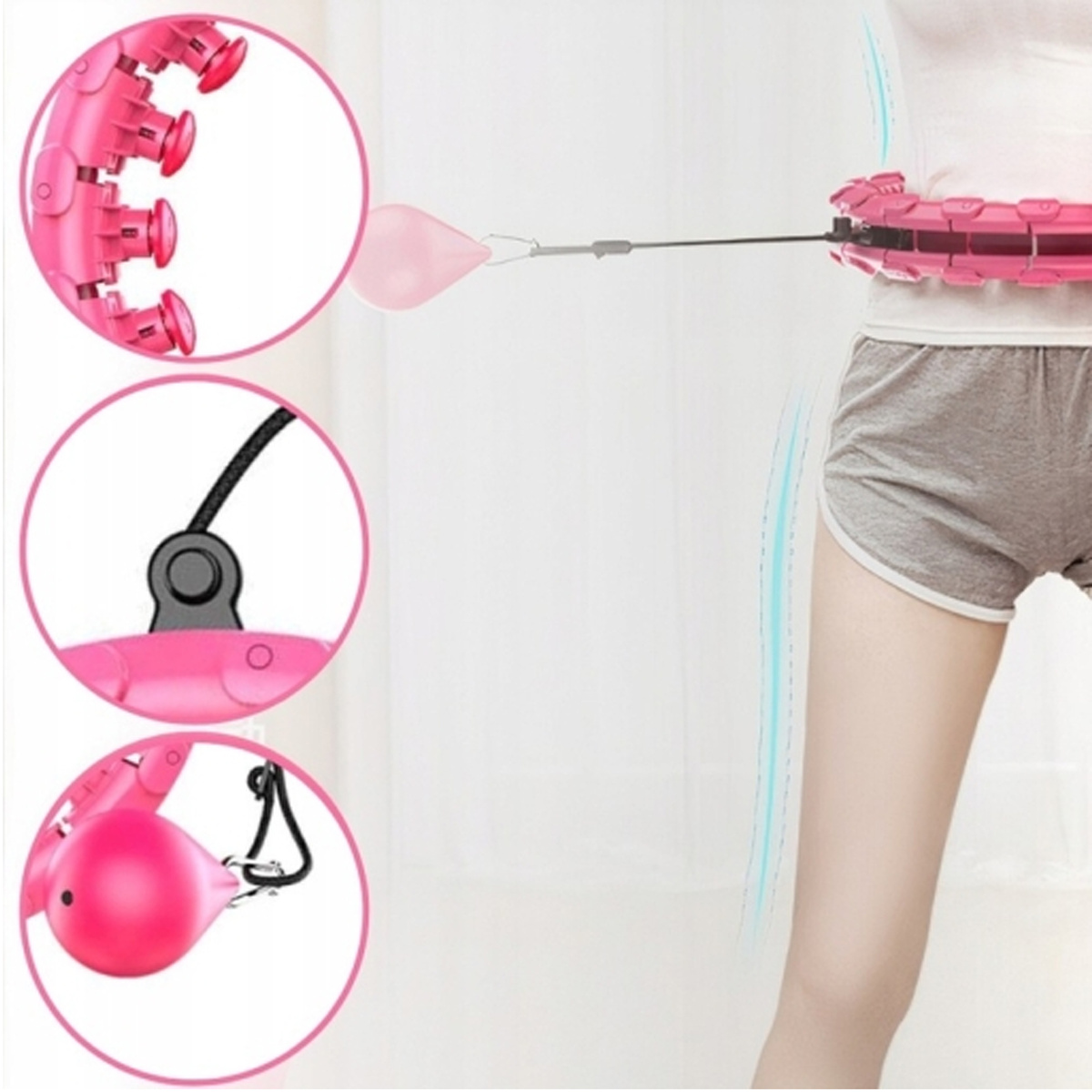 HULA HOP Z OBCIĄŻENIEM WYPUSTKAMI MASAŻ ODCHUDZAJĄCE SMART 24 SEKCJE 50-107