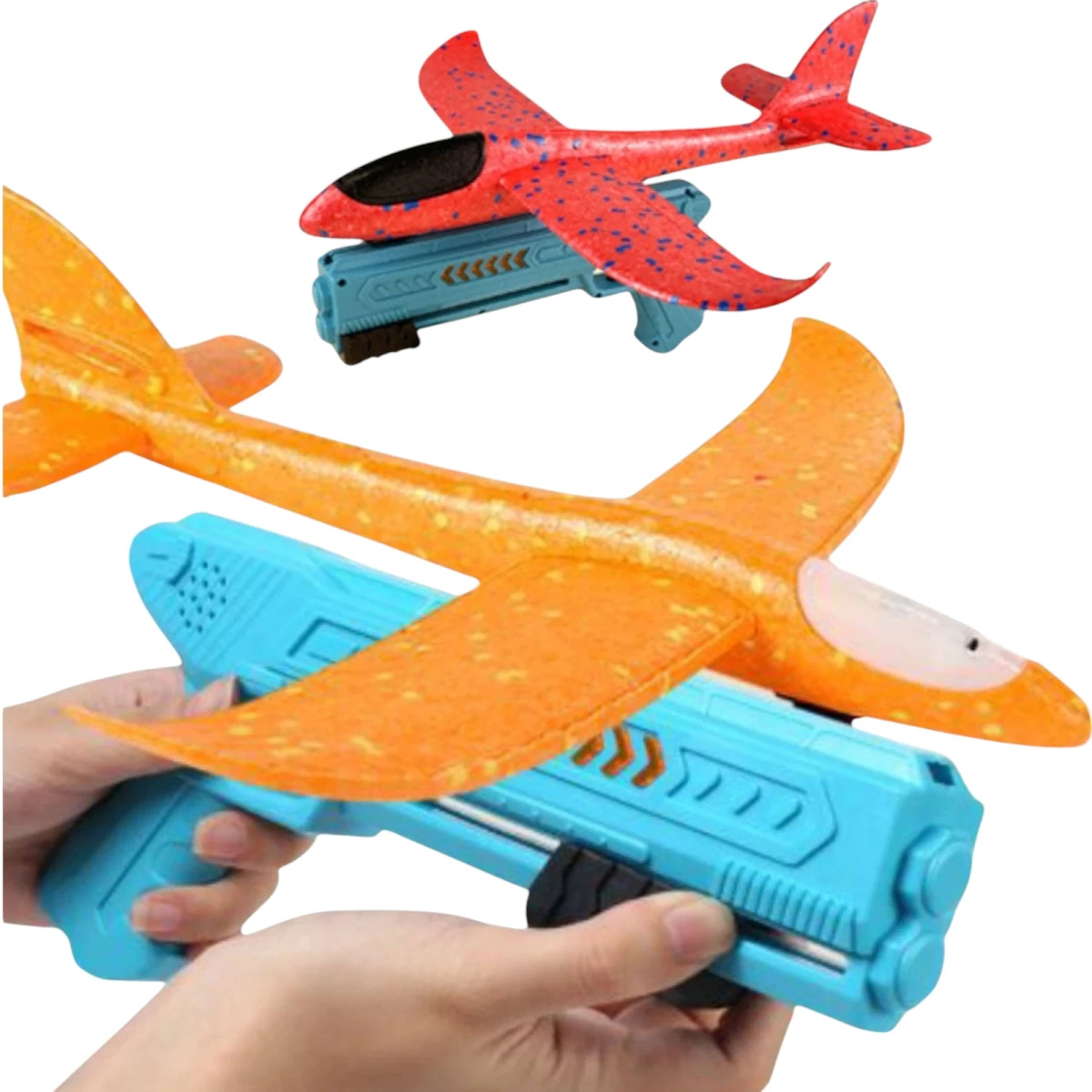 WYRZUTNIA SAMOLOT STYROPIANOWY RZUTKA PISTOLET 2w1 ZABAWKA SZYBOWIEC LATA