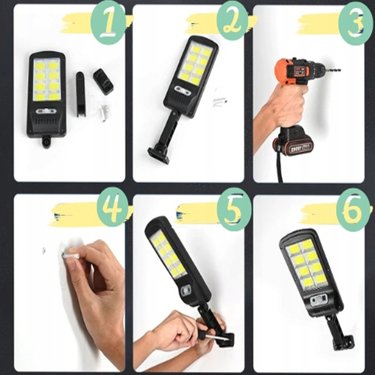 MOCNA LAMPA SOLARNA LED COB ULICZNA CZUJNIK RUCHU ZMIERZCHU Z PILOTEM