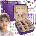 Zestaw do Robienia Bransoletek Koraliki Biżuterii Prezent Zawieszki Kuferek - FIOLETOWY