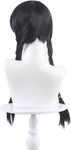 PERUKA WEDNESDAY ADDAMS WŁOSY COSPLAY WARKOCZE Z GRZYWKĄ 60CM NA IMPREZĘ