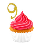 ŚWIECZKA URODZINOWA NA TORT CYFRA 9 ZŁOTA Z BROKATEM NA 9 URODZINY