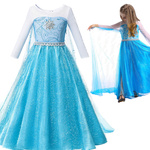 STRÓJ DLA DZIECI ELSA KRAINA LODU SUKIENKA KOSTIUM DŁUGA SUKNIA PRZEBRANIE