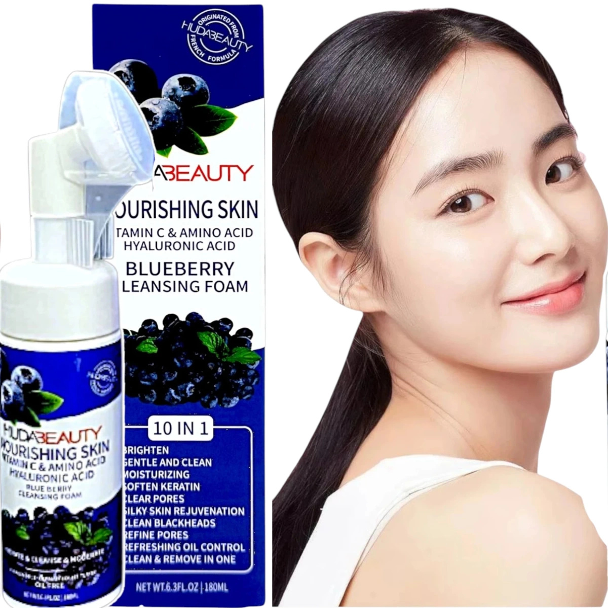 PIANKA OCZYSZCZAJĄCA Z SOKIEM Z BORÓWKI Z SZCZOTECZKĄ MASUJĄCĄ 150 ml 