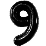 BALON FOLIOWY CYFRA 9 CZARNY NA URODZINY IMPREZĘ URODZINOWĄ 40cm