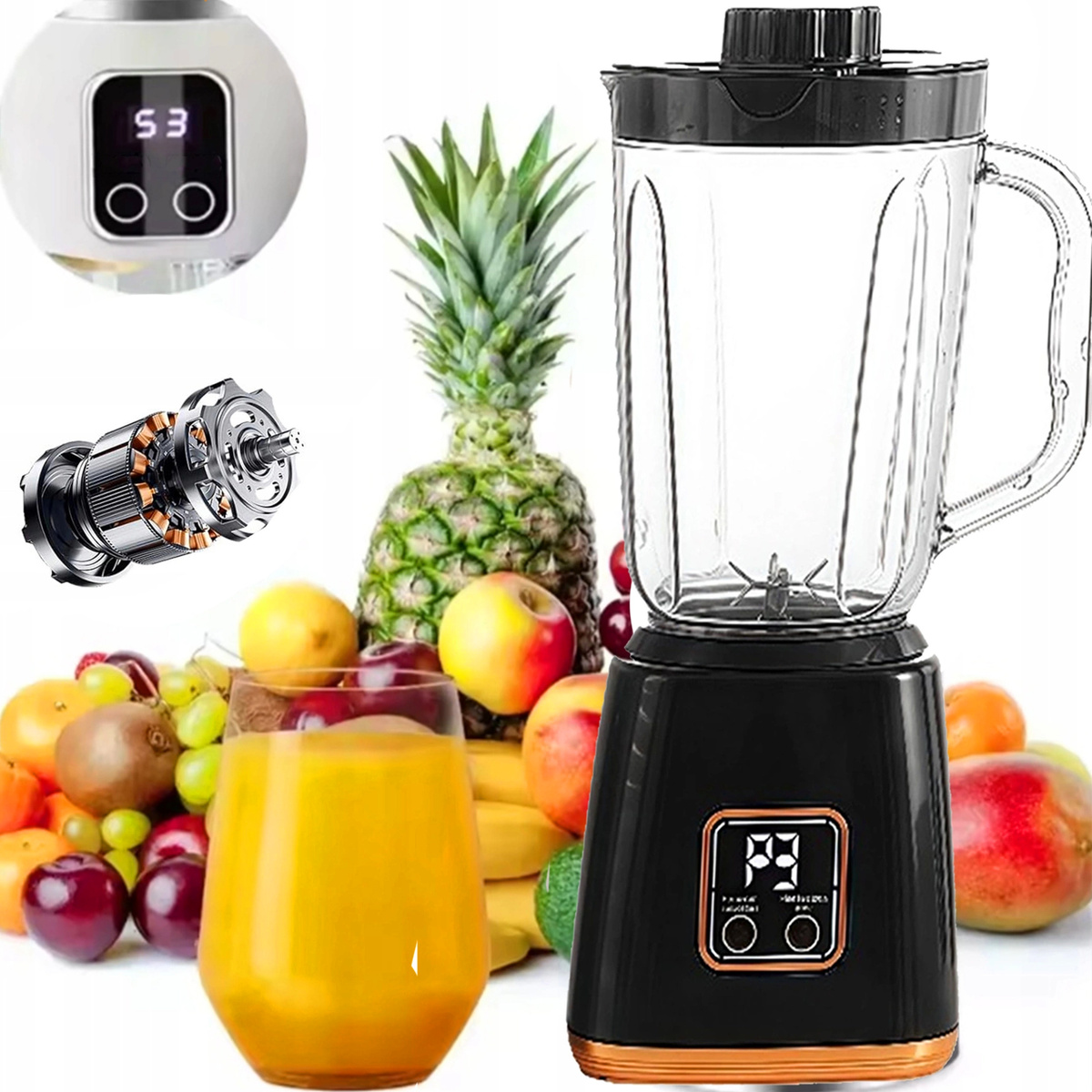 MINI BLENDER DUŻA MOC 50W 750ML WYŚWIETLACZ LED 3 TRYBY PRACY BEZPRZEWODOWY